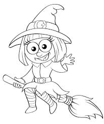 Online coloring book: Coloring book of smiling girl in a witch costume